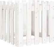 vidaXL Plantenbak met hekontwerp 50x50x50 cm massief grenenhout wit