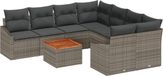 vidaXL Banc de jardin 9 pièces gris polyrattan