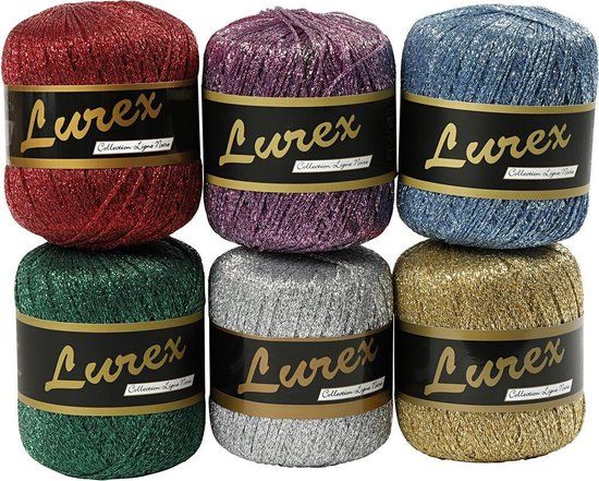 Creativ Company Special Effects Lurex Glitter Yarn - Multicolor - 6 x 25g - Assorted Colors