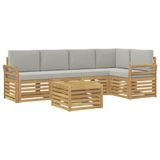 vidaXL Ensemble de canapé d'extérieur 6 pièces Blanc et Gris clair Polyester