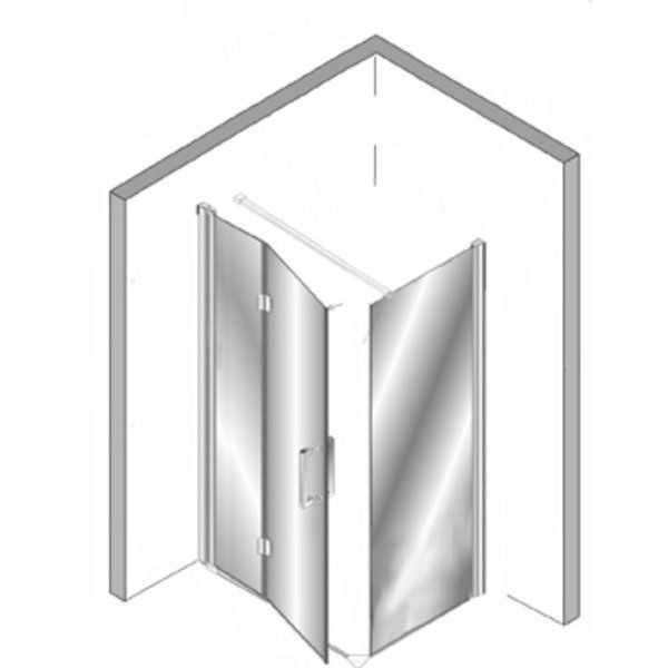 Plieger Panorama douchewand 90cm + vouwdeur 90cm met muursteun vierkant 100cm en vloerprofiel chroom