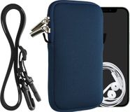 kwmobile Tasje voor smartphones L - 6,5" - Hoesje van neopreen in marineblauw - Phone case met nekkoord