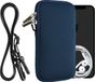 kwmobile Tasje voor smartphones L - 6,5" - Hoesje van neopreen in marineblauw - Phone case met nekkoord