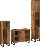 vidaXL Badkamermeubel Set 3-delig Bruin 30 x 30 x 180 cm Bewerkt hout
