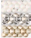 Decoris Kaemingk B.V. 48x stuks kunststof kerstballen mix van parelmoer wit, zilver en champagne 4 cm
