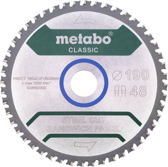 Metabo 628684000 Cirkelzaagblad - 190 x 30 mm - 48 tanden - Metaal