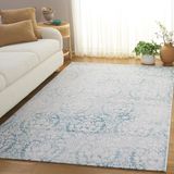 SAFAVIEH Vloerkleed voor woonkamer, eetkamer, slaapkamer - Passion Collection, laagpolig tapijt, turquoise en ivoor, 122 x 170 cm