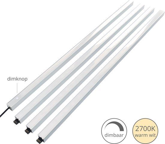 LETT® Koppelbare Keukenverlichting - Dimbaar - 4x60cm - Warm Wit