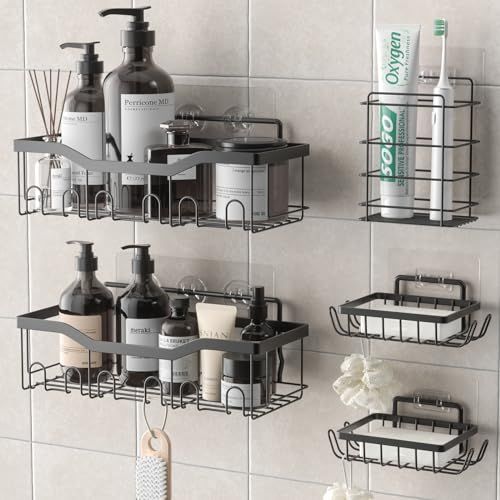 OUSFOT Doucherekset - Zwart - 5 organizers - 304 roestvrij staal