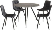 en.casa Eetkamerset Fitjar Ø100 cm met stoelen Lexnitz 5-delig