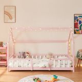 en.casa Kinderbed Sisimiut met uitvalbeveiliging 90x200 cm roze en wit