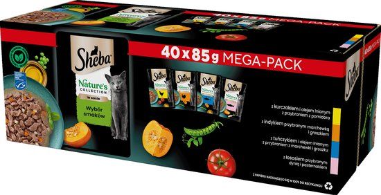 Sheba Nature's Collection - Kattenvoer - Wybór Smaków - Graanvrij - 40x 85g