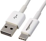 Amazon Basics USB-C-naar-USB-A 2.0-snellaadkabel, snelheid 480 Mbps, USB-IF-gecertificeerd, voor Apple iPhone 16/15, iPad, Samsung Galaxy, tablets, laptops, 6 ft (1,80 m), wit