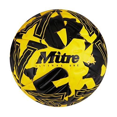Mitre Ultimax One Unisex Voetbal, Geel/Zwart/Zwart, 4