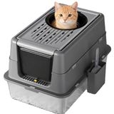 Garvee Kattenbak van roestvrij staal, groot, gesloten, met klapdeksel met dubbele ingang, robuust, geurloos en gemakkelijk te reinigen, ideaal voor kittens en volwassen katten