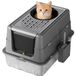 Garvee Kattenbak van roestvrij staal, groot, gesloten, met klapdeksel met dubbele ingang, robuust, geurloos en gemakkelijk te reinigen, ideaal voor kittens en volwassen katten
