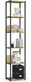 Akord Open Boekenkast, Ladderkast, Industrieel Design / Vakkenkast met 6 Planken / Opbergplank / Boekenrek Opslagrek / Zwart - Artisan Eik / 40 x 192 x 32 cm