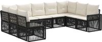 vidaXL Tuinbankenset 9-delig Zwart en Crèmewit Polyrattan