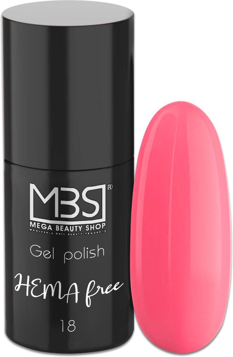 MEGA BEAUTY SHOP Gellak - gel polish - HEMA FREE - hypoallergenic - roze - 5ML - (18)