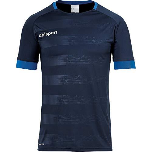 Uhlsport Division II T-shirt met korte mouwen voor voetbaltraining, heren, marineblauw/azuur, 140