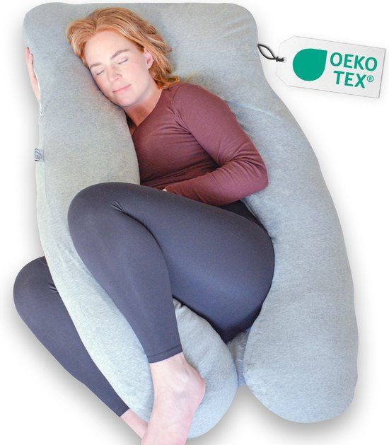 Ella U-Vorm Zwangerschapskussen XXL - Katoen Zijslaapkussen - Lichaamskussen - Voedingskussen - Body Pillow 140x80cm - Afneembare Hoes