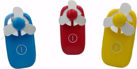 Lifetime Air Handventilator set van 3 - rood, geel en blauw