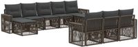 vidaXL Tuinbank Set 10-delig Grijs en Donkergrijs Polyrattan