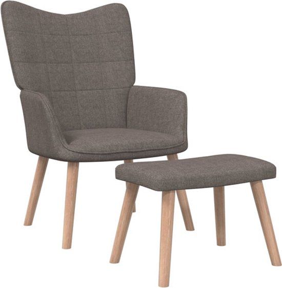 vidaXL Relaxstoel met voetenbank stof taupe