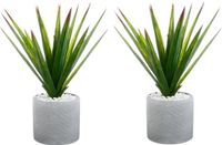 Atmosphera Set van 2x stuks Aloe Vera kunstplanten in keramische pot 47 cm