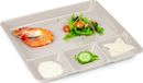 Plasticforte Vakjesborden - 1x stuks - beige - gourmetbord - 4-vaks - kunststof - 26 x 24 cm - fonduebord