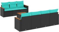 vidaXL 8-delige tuinbankset met kussens, zwart polyrotan