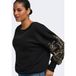 ONLY CARMAKOMA Plus Size regular fit trui met borduursels - zwart