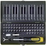 Proxxon Industrial 23 107 Bitset 75-delig Plat, Kruiskop Phillips, Kruiskop Pozidriv, Tri-Wing, Binnen-vierkant (Robert