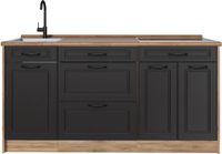 Vicco Keukenblok R-Line, anthracite campagne/doré chêne, 160 cm dorée chêne plan de travail