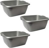 Hega Hogar Afwasteil - 3x - rechthoek - zilver - 15L - 42 x 39 x 17 cm