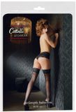 Cottelli Collection Stay-Up Kousen met Voorgevormde Voet en Gewoven Motieven – Maat M – Zwart
