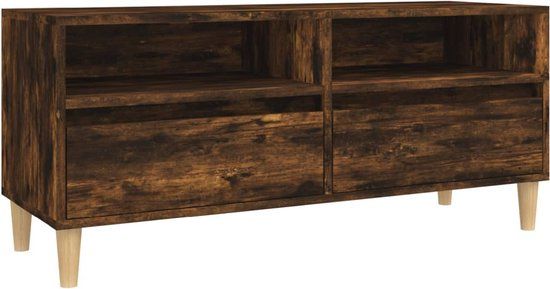 vidaXL Tv-meubel 100x34,5x44,5 cm bewerkt hout gerookt eikenkleurig
