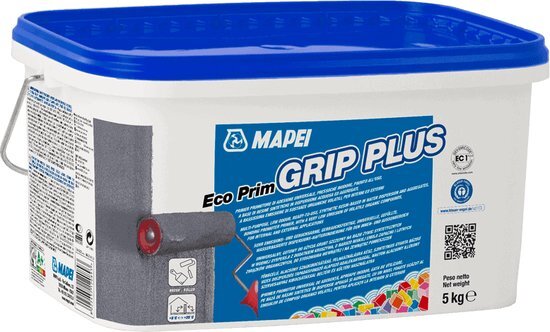 Mapei Eco Prim Grip Plus Primer - Grondverf/Primer - Gebruiksklaar &amp; Hechtingsbevorderend - Binnen &amp; Buiten - Grijs - 5 kg