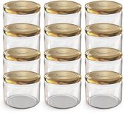 Oputec 12x 282ml inmaakpotten / voorraadpotten TO Ø 82 mm– glazen jampotten – metalen schroefdeksel goud – conservenpotten