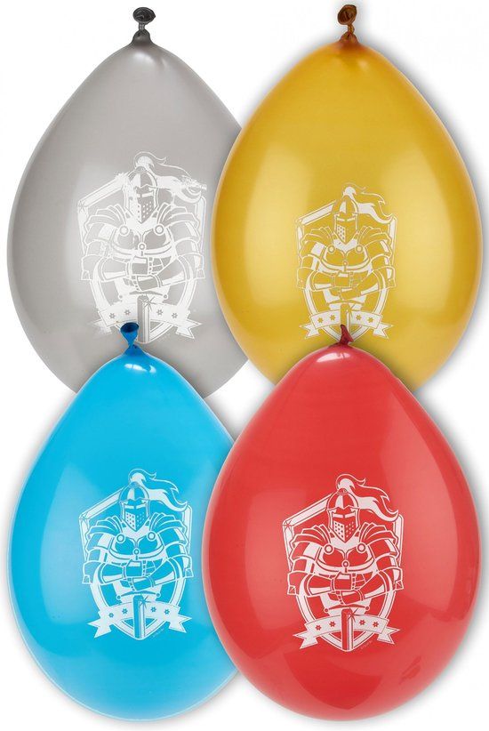 Folat BV - 8 latex ridderballonnen - Meerkleurig