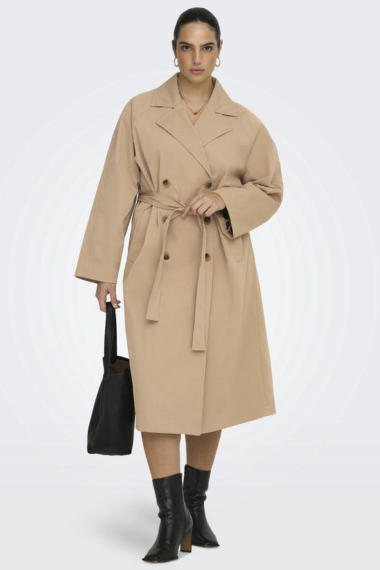 ONLY CARMAKOMA CARDORIANA LIFE LEO TRENCHCOAT OTW - Dames - Pufferjas - Tannin - Maat 46-48