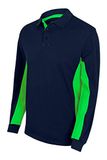 Velilla Polo met lange mouwen marineblauw/limoen Maat S