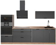 Vicco Complete keukeneenheid Fame-Line, Donkergrijs/Goudkleurig Eiken, 280 cm