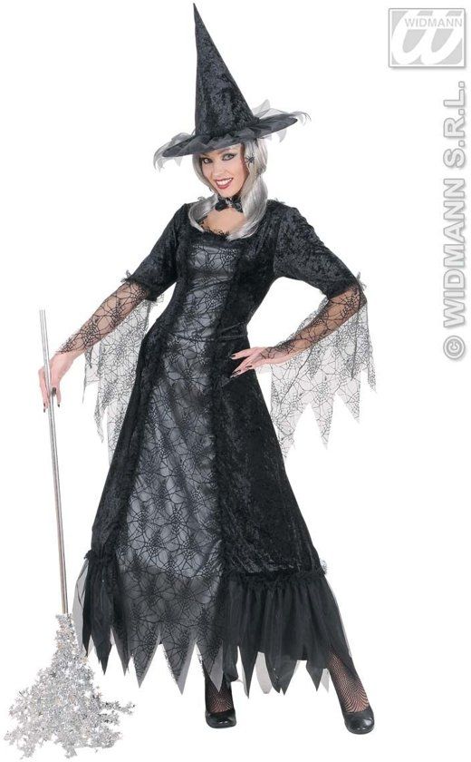Widmann Verkleedkostuum heks met spinnenweb dames Halloween outfit - XL