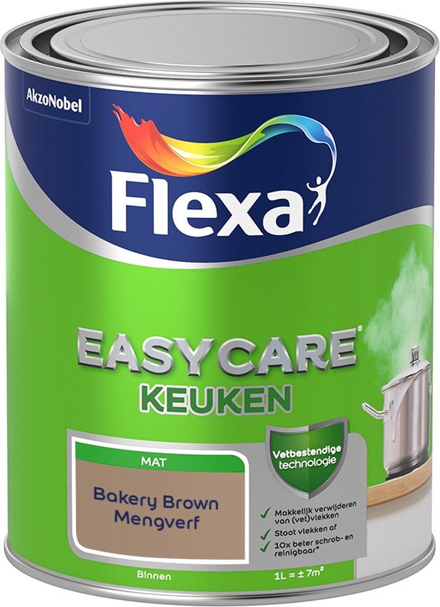 FLEXA Easycare Muurverf - Keuken - Mat - Bakery Brown - 1 liter