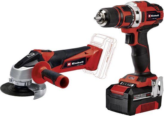 Einhell TE-CD 18/40 Li + TC-AG 18/115 Li Power X-Change Combi Set - 18V - Incl. 1x 4.0 Ah Accu & Lader - Tas