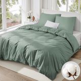 Green Cotton Ensemble de literie 155x220 cm avec taie d'oreiller