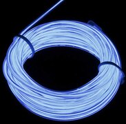 Joni's Glow-Shop EL Wire / Draad - Wit / White 10 meter - met 6 volt omvormer