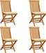 Teakwood Chaises pliantes 4 pcs avec coussins crème