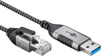 Goobay USB-A naar RJ45 Ethernet Kabel - 3 meter - Zwart/Grijs